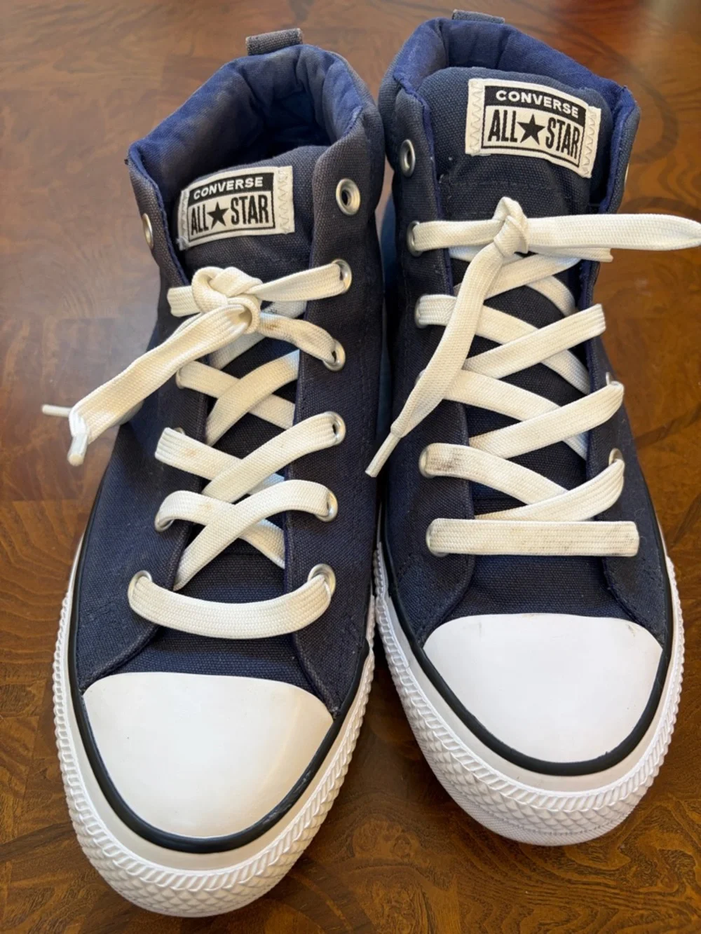 Converse Navy and White High-Top Sneakers - Picture 8 of 10